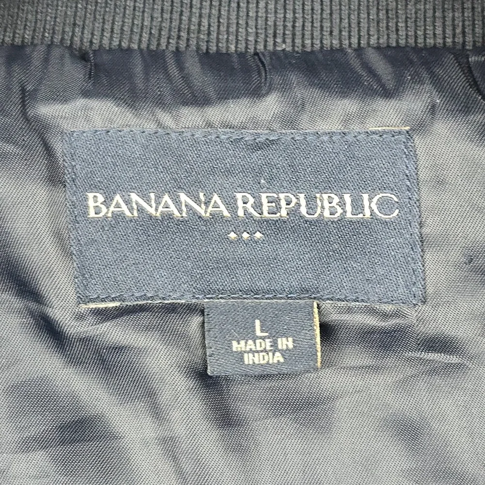 Banana Republic Men's Full‎ Zip Jacket Large L Navy w/ Shoulder Epaulets